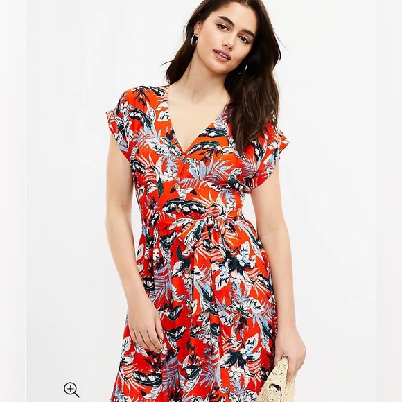 Loft Botanical Button Toe Waist Midi Dress - Picture 7 of 12